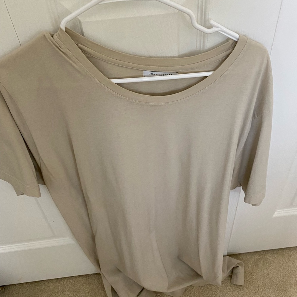 John Elliot Tan Oversized Short Sleeve Tee